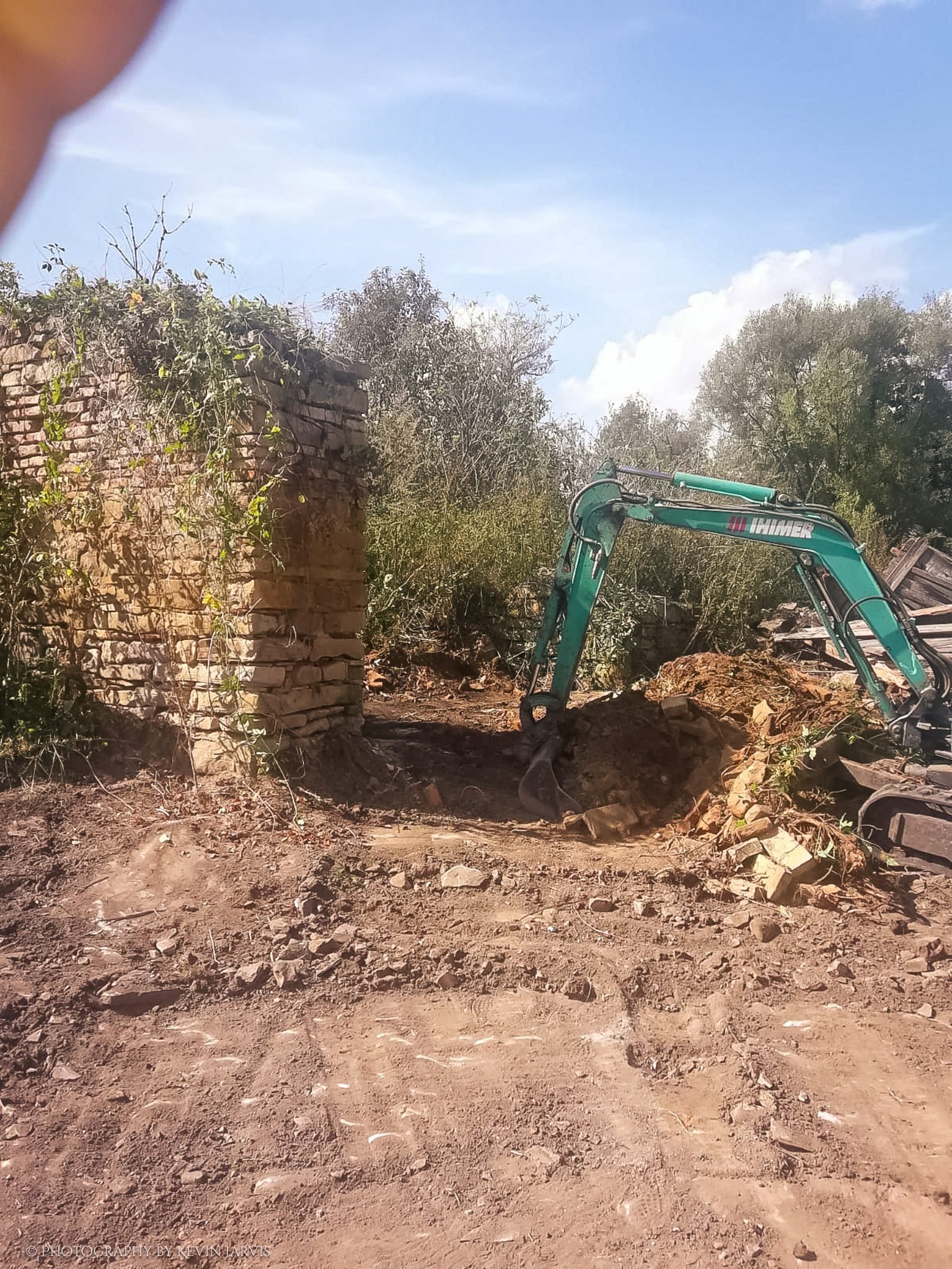 Restoration work at the original ruin.